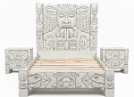 Ancestral Totem Hand-Carved Solid Wooden Gothic Platform Bed by Hibashi Furniture—handcrafted solid wood furniture