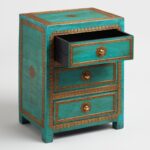 ARI Indian Solid Mango Wood Hand Carved Brass fitting Bedside Cabinet – handcrafted solid wood furniture