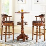 Arrow Solid Wood Round Top Bistro Stool with Foot Pedestal, and – handcrafted solid wood furniture