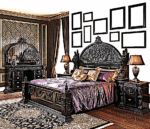 Daze Gothic Hand Carved Platform Bed – handcrafted solid wood furniture
