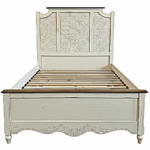 Hand - Carved Whitewash Panel Platform Bed & 5 - Piece Luxury Bedroom Set – handcrafted solid wood furniture
