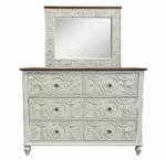 Hand - Carved Whitewash Panel Platform Bed & 5 - Piece Luxury Bedroom Set – handcrafted solid wood furniture