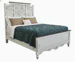 Hand - Carved Whitewash Panel Platform Bed & 5 - Piece Luxury Bedroom Set – handcrafted solid wood furniture