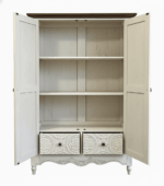 Hand - Carved Whitewash Panel Platform Bed & 5 - Piece Luxury Bedroom Set – handcrafted solid wood furniture