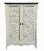 Hand - Carved Whitewash Panel Platform Bed & 5 - Piece Luxury Bedroom Set – handcrafted solid wood furniture