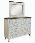 Hand - Carved Whitewash Panel Platform Bed & 5 - Piece Luxury Bedroom Set – handcrafted solid wood furniture