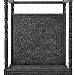 Ilano Weathered Hand-Carved Solid Mango Wood Canopy Platform Bed – handcrafted solid wood furniture